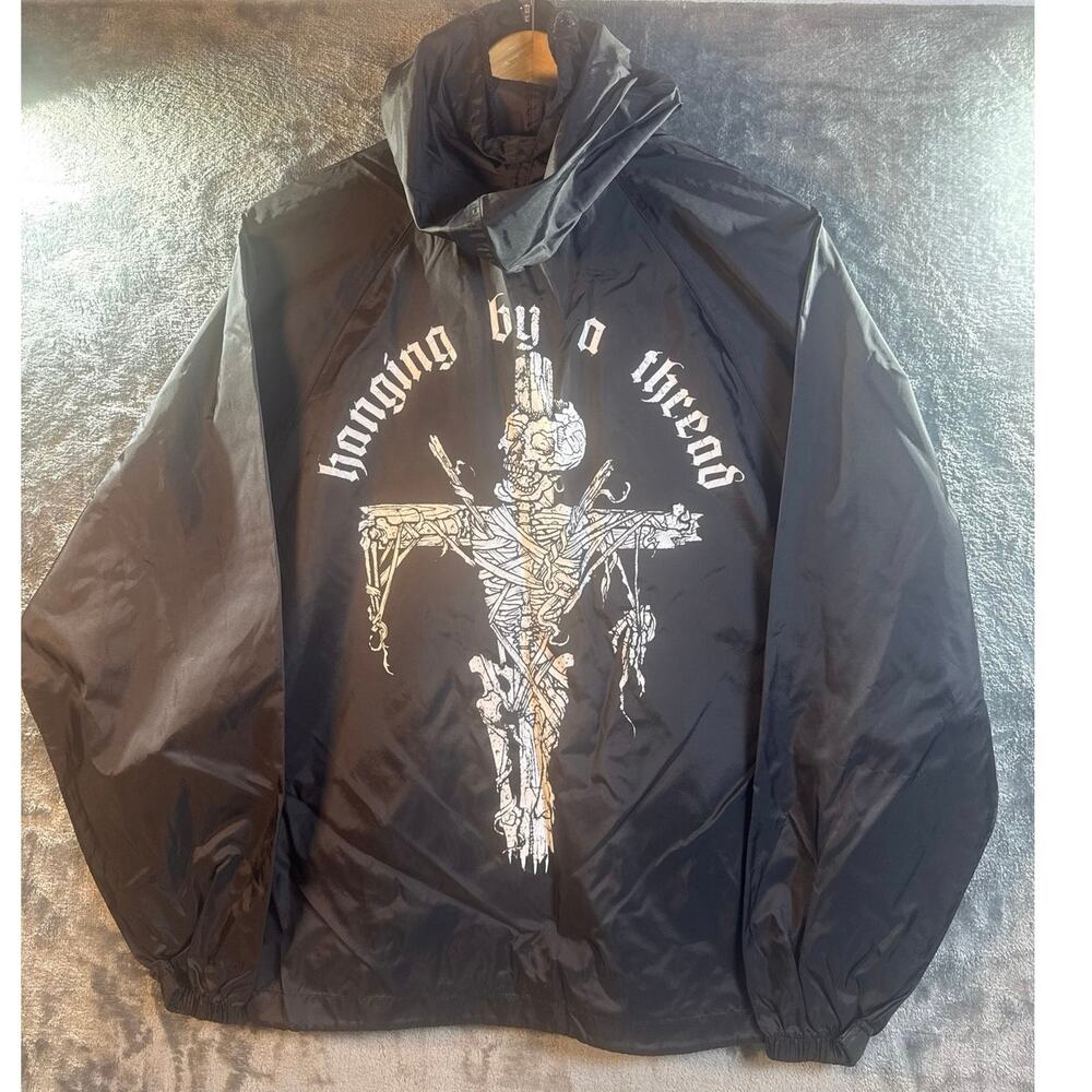 Band x Suburban Scum "Hanging by a Thread" windbreaker NJ Hardcore Small Black